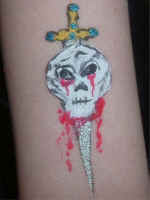 Painted Tattoo: Skull On Sword